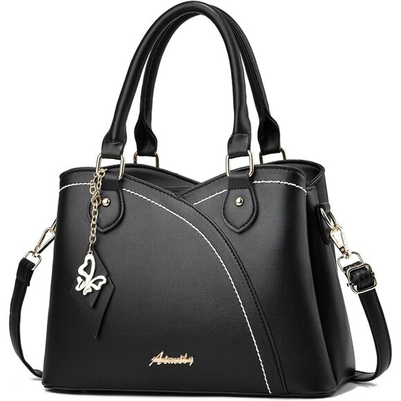Handbags - Women’s Black1 PU Leather Tote & Satchel Bag | Top Handle Crossbody Shoulder Bag